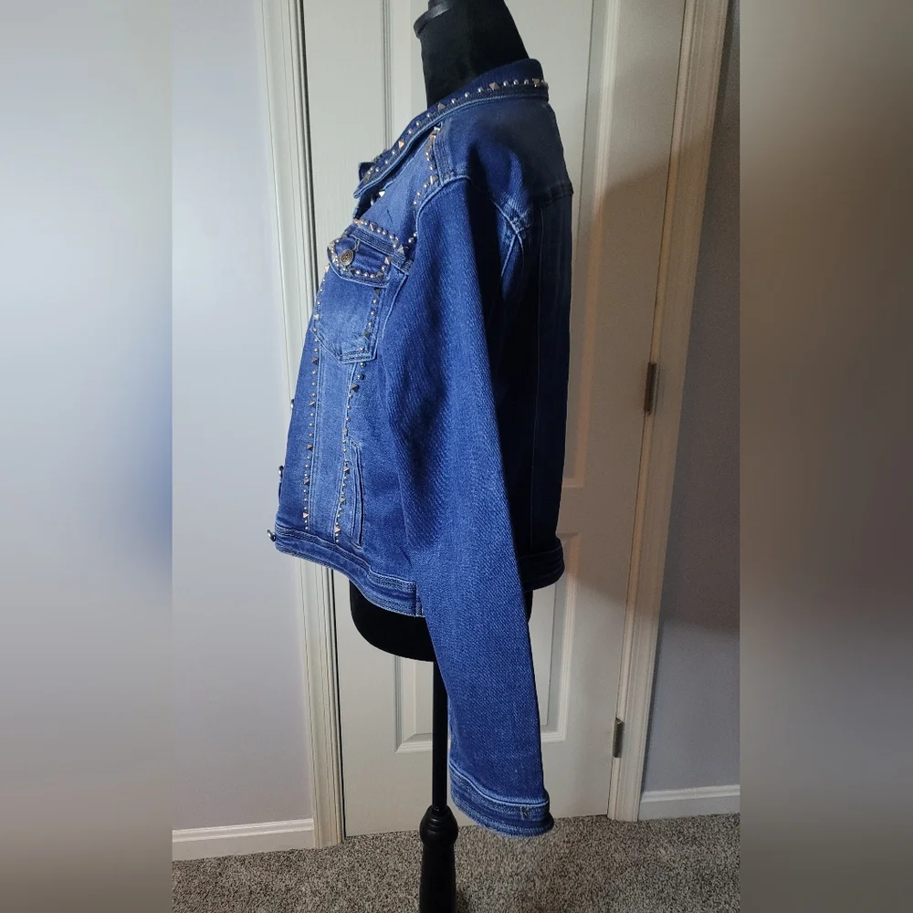 NINA ROSSI Studded Blue Denim‎ Jacket. Sz M. NWT